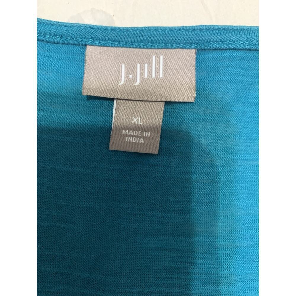 J Jill Tunic Top XlL 100% Cotton Teal Blue Long sleeve Button Front Coastal - Picture 6 of 9
